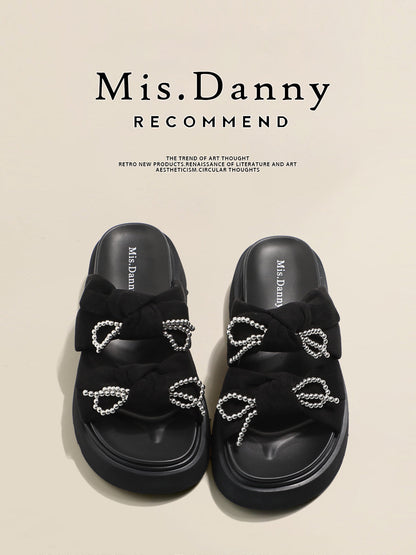 Beads Strap Platform Slide Sandals