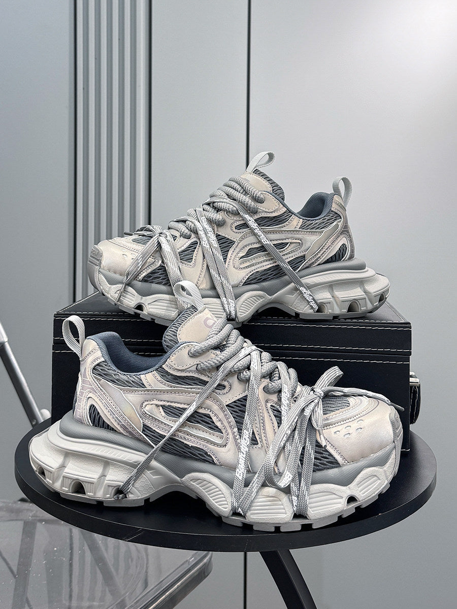 Mesh Panel Rope Lace Chunky Sole Sneakers