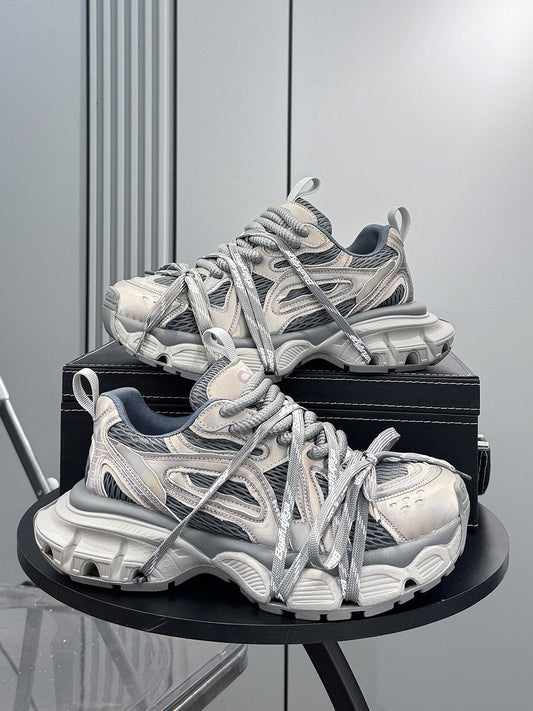 Mesh Panel Rope Lace Chunky Sole Sneakers