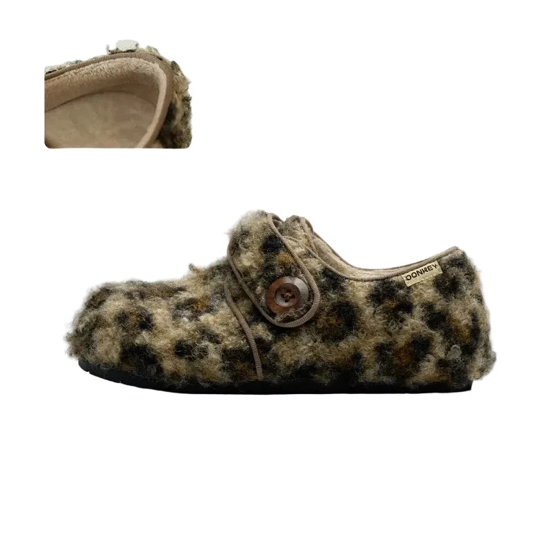 Cozy Fleece Button Mary Jane Slippers