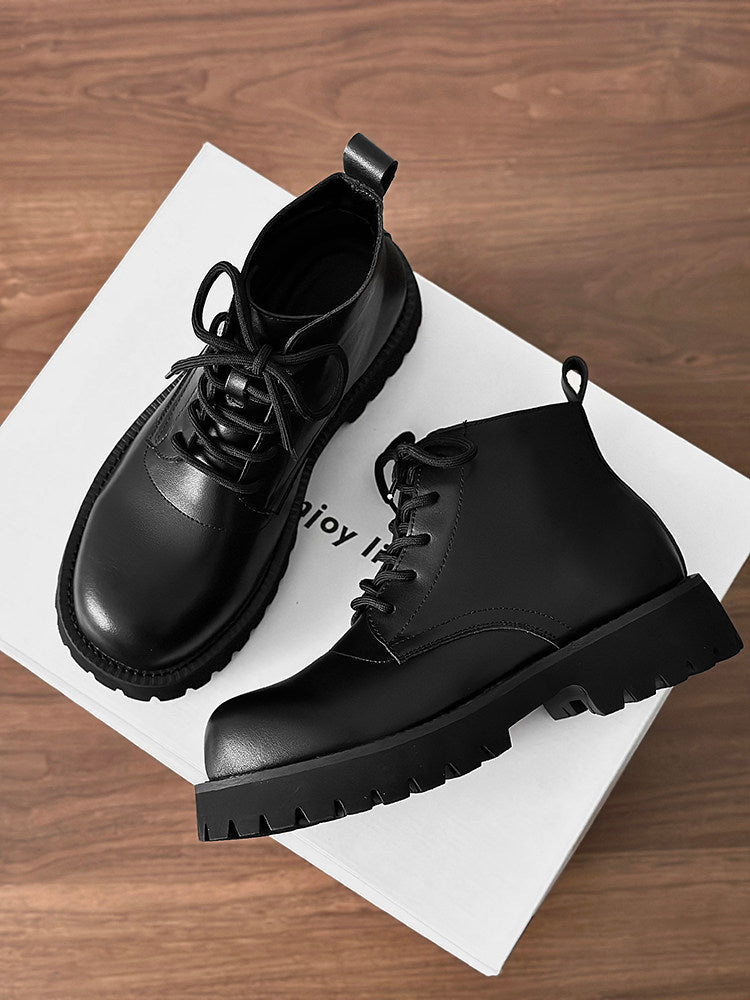 Chunky Lug Sole Platform Lace-Up Boots