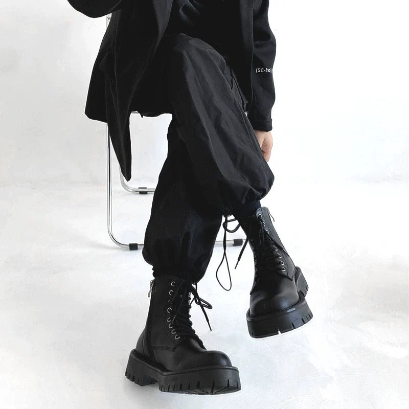 Side Zipper Thick Sole Leather Boots