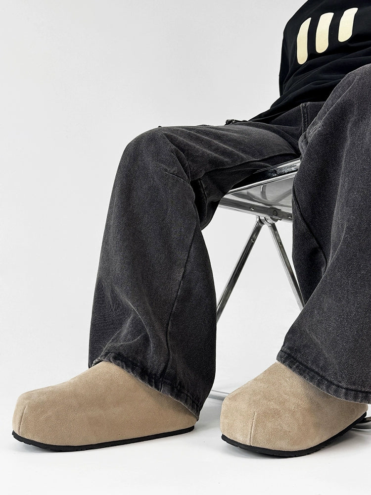 Large Toe Design Slip-On Suede Shoes