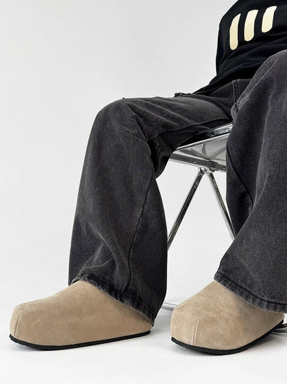 Large Toe Design Slip-On Suede Shoes