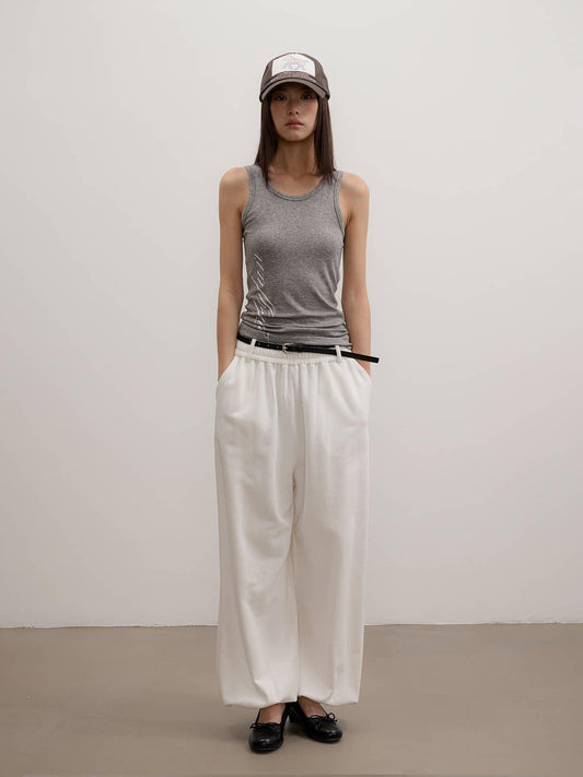 Solid Loose Fit Cuffed Sweatpants