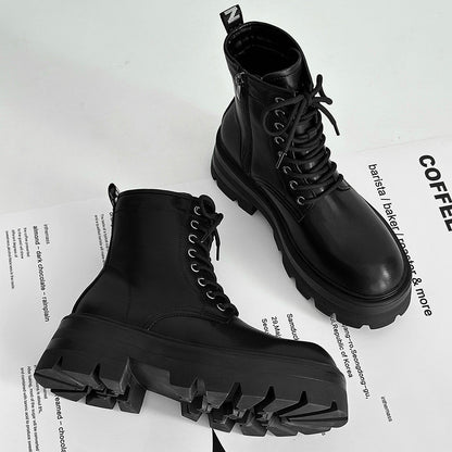 Chunky Lug Sole Platform Lace-Up Zipper Boots