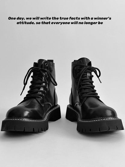 Chunky Lug Sole Platform Lace-Up Boots