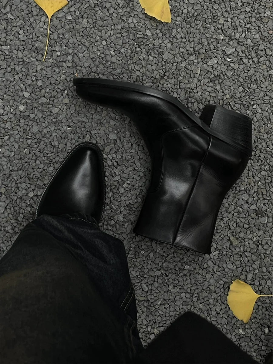 Full-Grain Leather Western Chelsea Boots