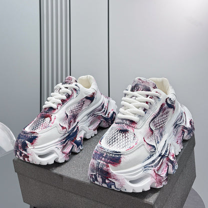 Paint Snake Print Chunky Sole Sneakers