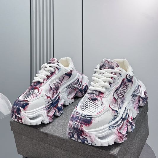 Paint Snake Print Chunky Sole Sneakers