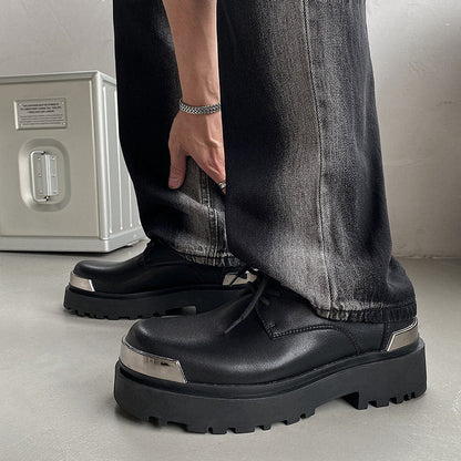 Chunky Platform Metal Toe Lace-Up Shoes
