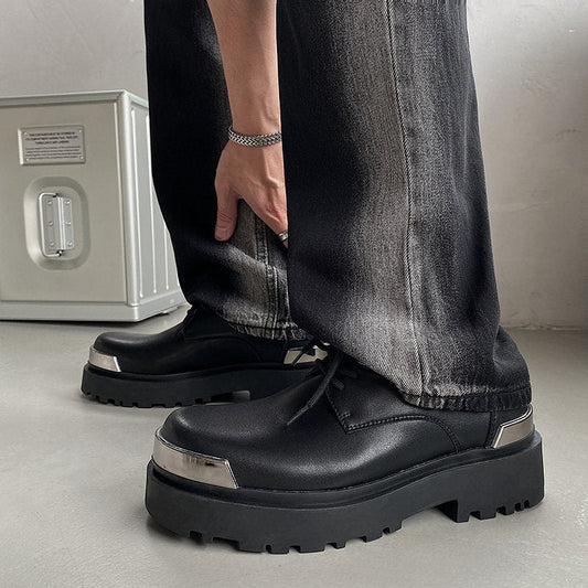 Chunky Platform Metal Toe Lace-Up Shoes