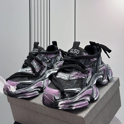 Paint Splash Air Sole Chunky Sole Sneakers