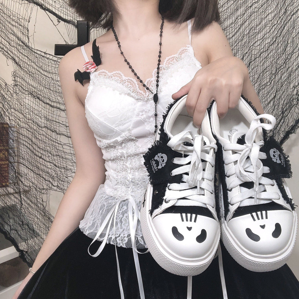 Ghost Monster Flag Canvas Platform Shoes