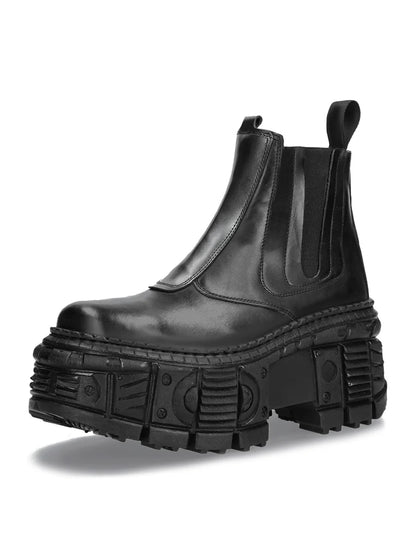 Chunky Sole Design PU Leather Boots