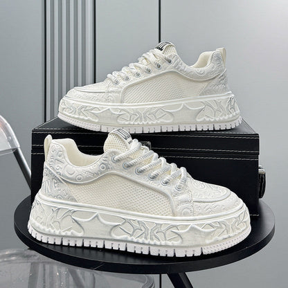 Thick-Soled Lace Mesh Sneakers