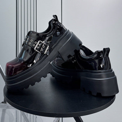 Chunky Patent Leather Buckle Loafers