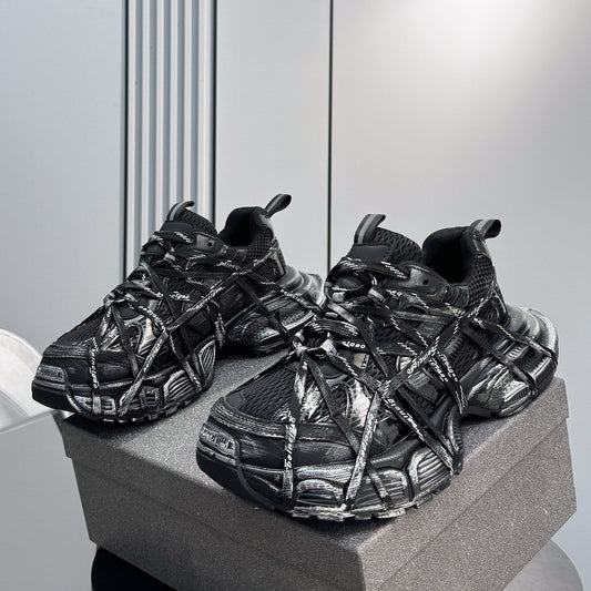 Mesh Strap Metallic Sneakers