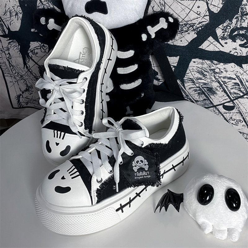Ghost Monster Flag Canvas Platform Shoes
