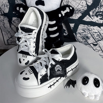 Ghost Monster Flag Canvas Platform Shoes