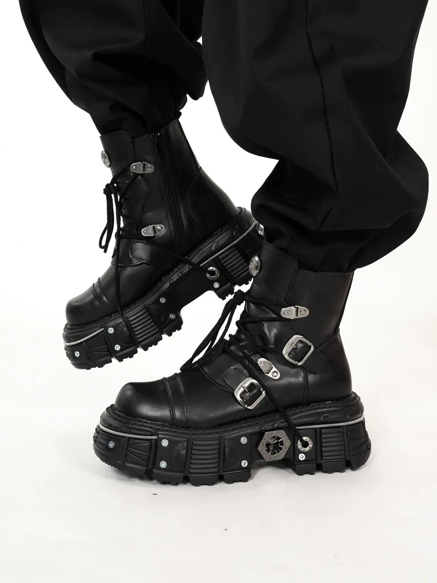 Thick Sole 6cm Height-Increase Mid-Calf Boots
