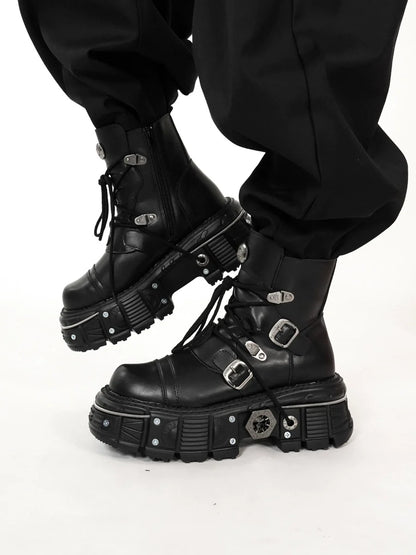 Thick Sole 6cm Height-Increase Mid-Calf Boots