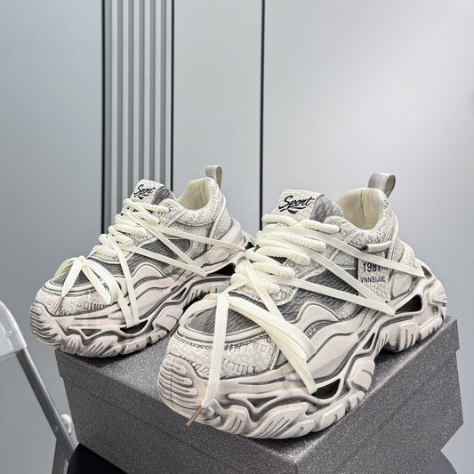 Platform Chunky Mesh Lace-Up Sneakers WN24827