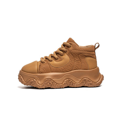 Wrinkled Panel Chunky High-Top Sneakers