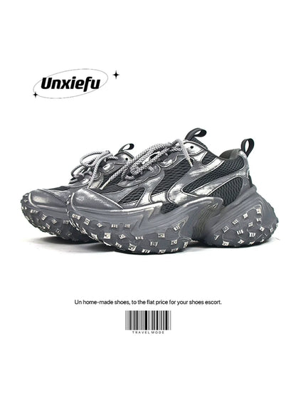 Washed Mesh Chunky Sole Dad Sneakers