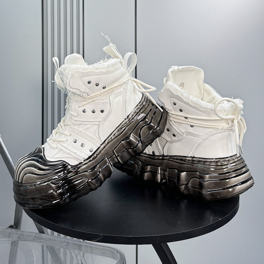 Thick-Sole Height-Increasing Shell-Toe Sneaker Boots