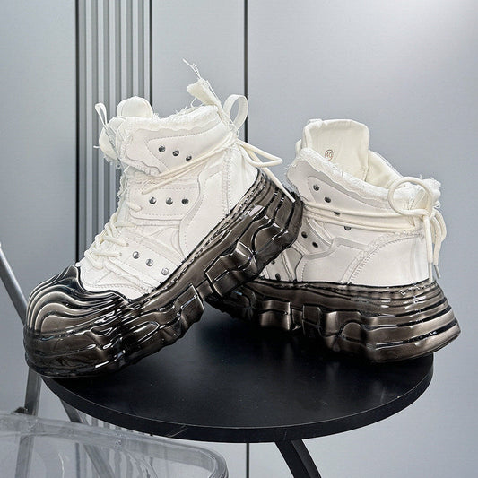 Thick-Sole Height-Increasing Shell-Toe Sneaker Boots
