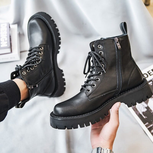Chunky Lug Sole Platform Lace-Up Zipper Boots