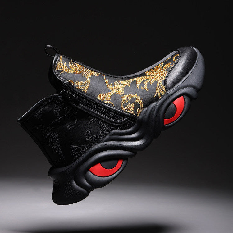 Cloud Embroidery High-Top Boots