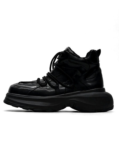 High-Top Chunky Sole Leather Shoes