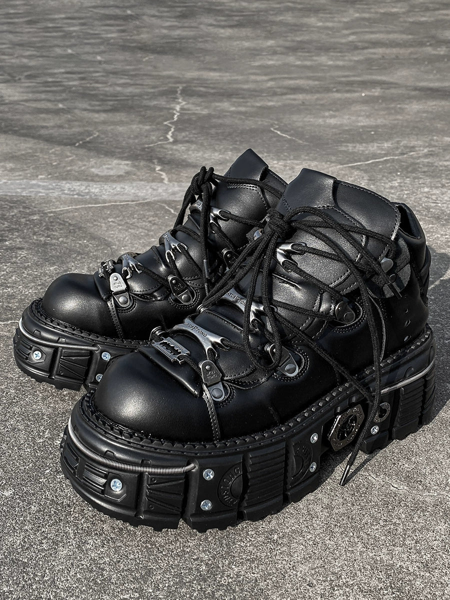 7cm Platform Tank Sole Genuine Leather Punk Shoes WN17284