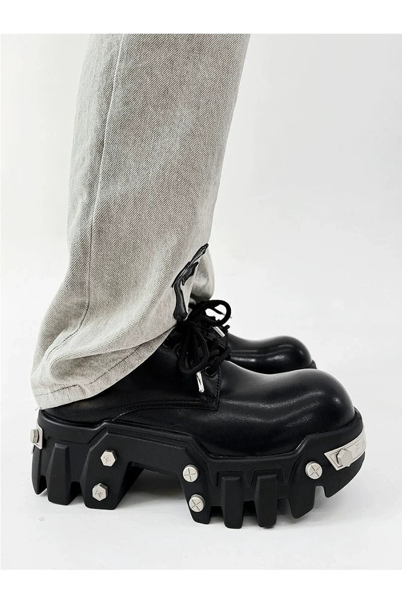 Futuristic Black 8cm Platform Oxfords
