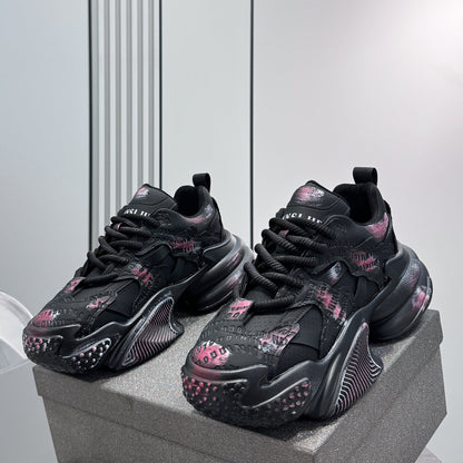 Graffiti Print Air Sole Chunky Sole Sneakers