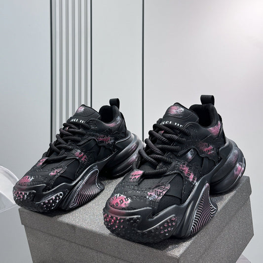 Graffiti Print Air Sole Chunky Sole Sneakers