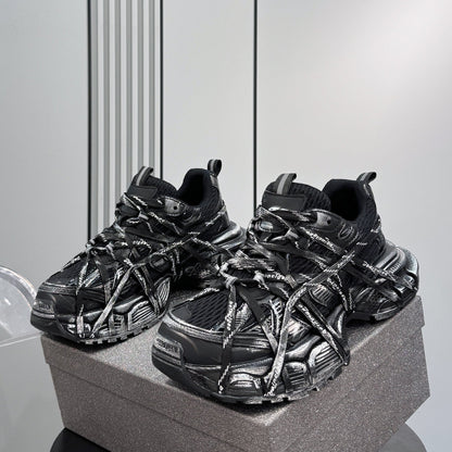 Metallic Strap Panel Chunky Sole Sneakers