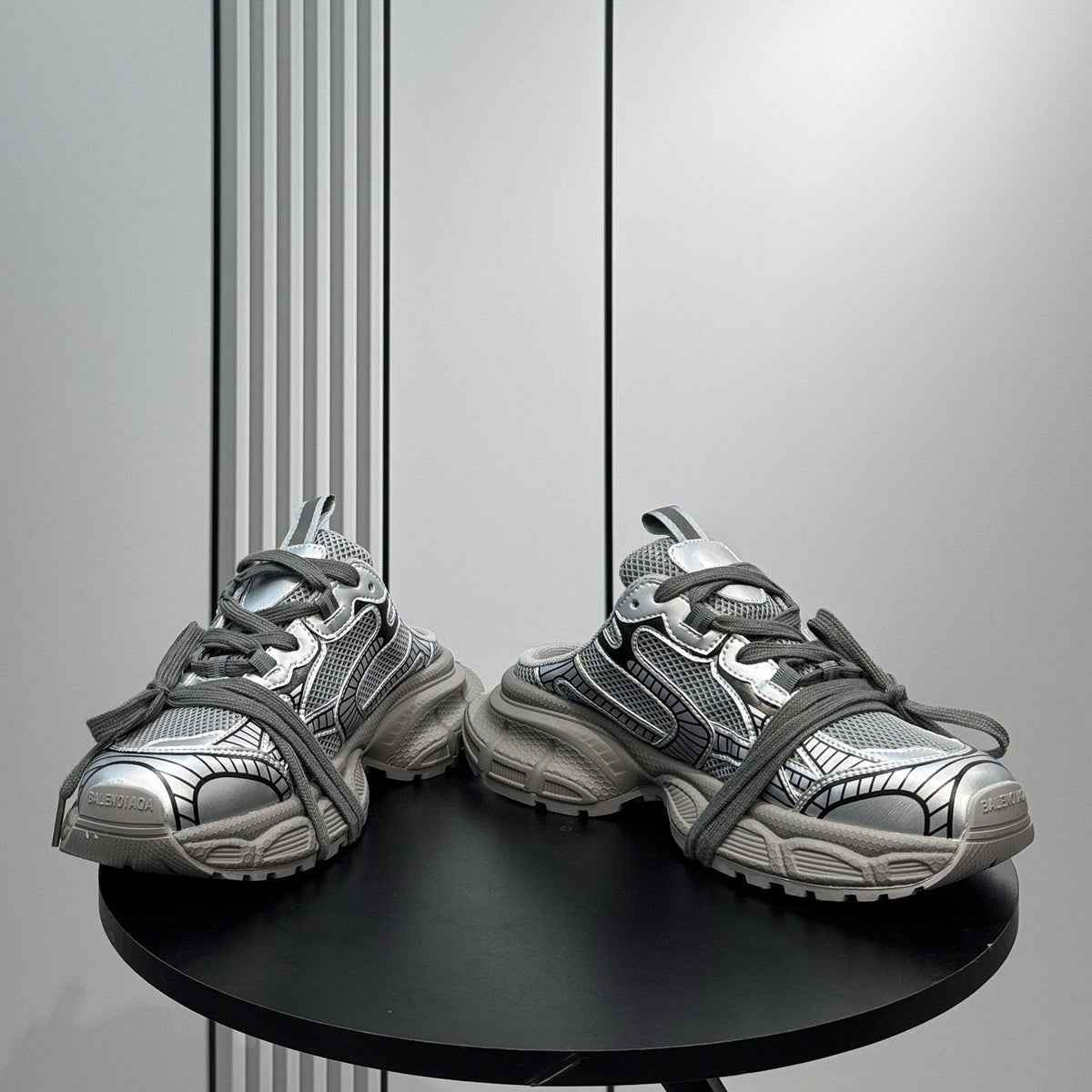 Metallic Panel Rope Lace Slip-On Shoes