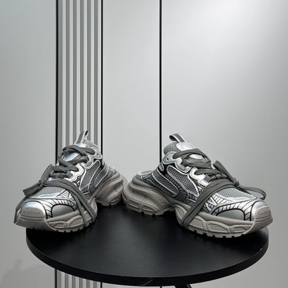 Metallic Panel Rope Lace Slip-On Shoes