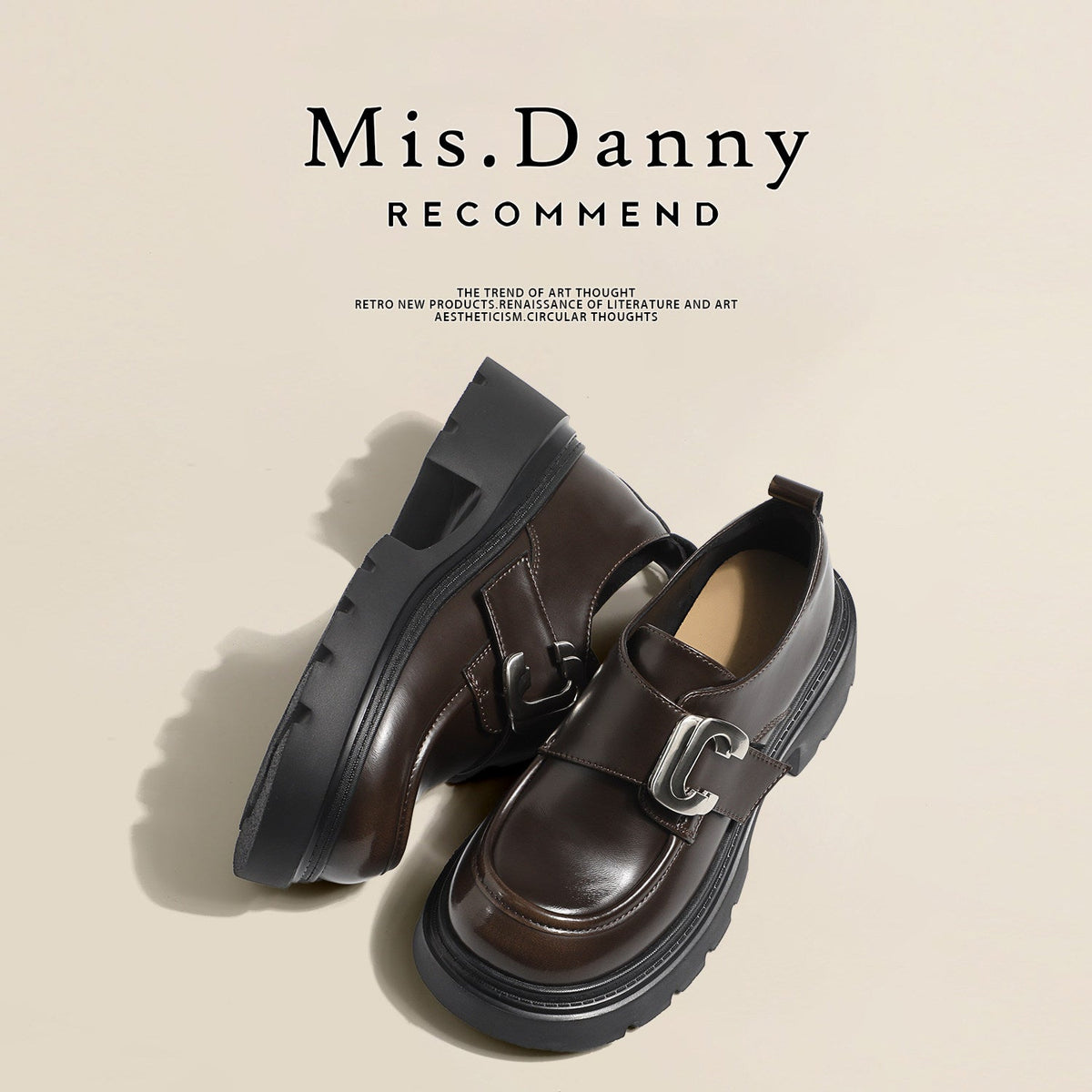 Metal Buckle Platform Thick Sole Loafers
