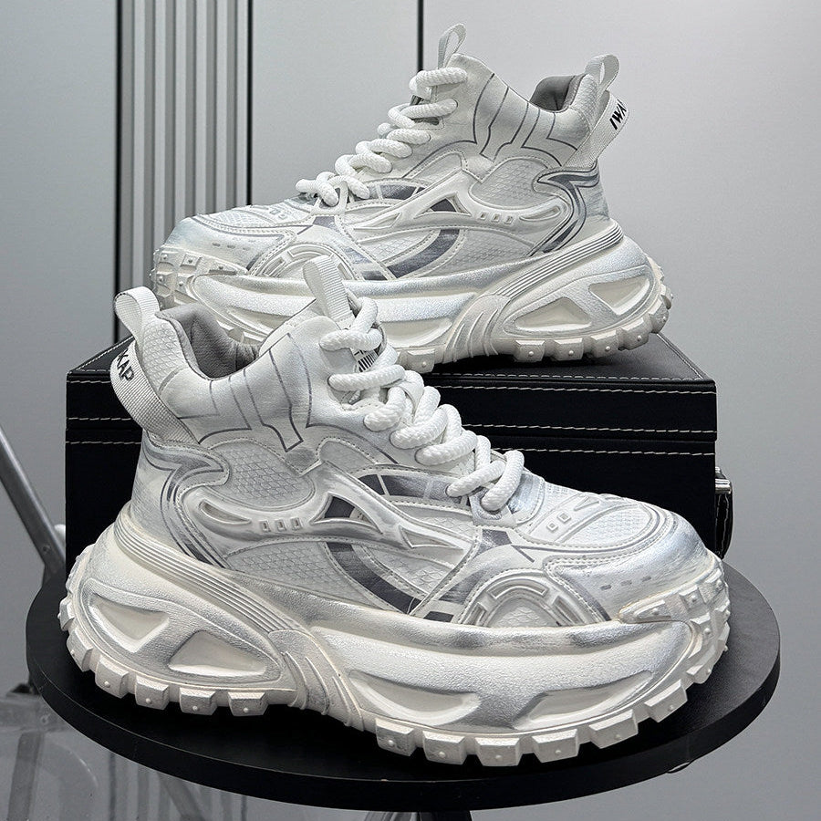 Mesh Panel High-Top Chunky Sole Sneakers