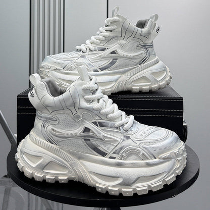 Mesh Panel High-Top Chunky Sole Sneakers