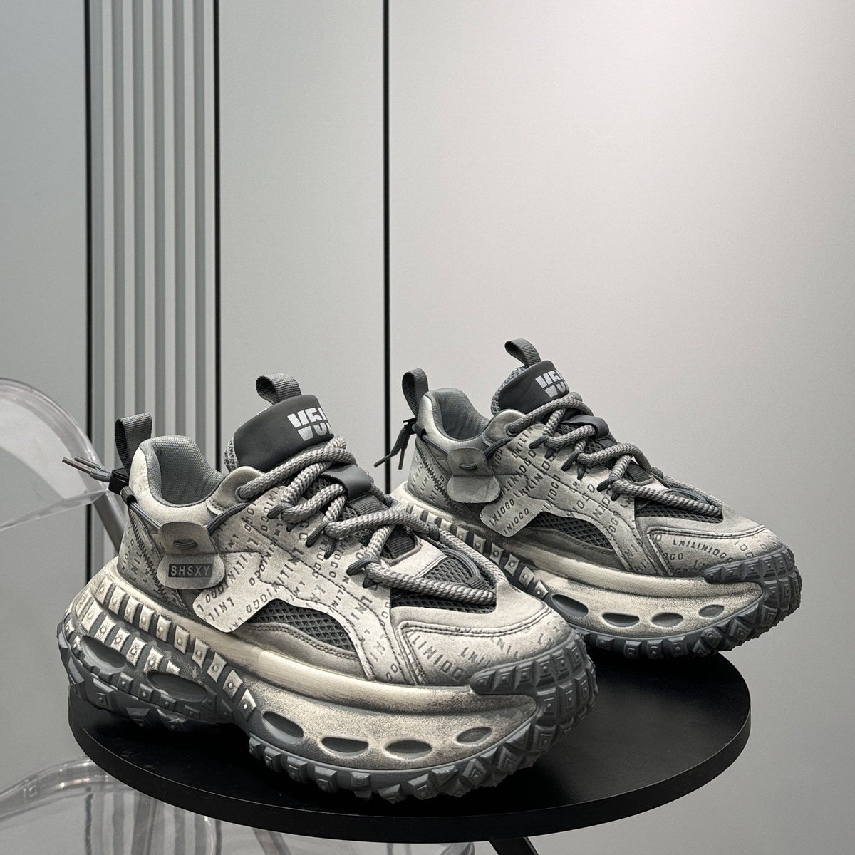 Emboss Rope Thick Sole Dad Sneakers