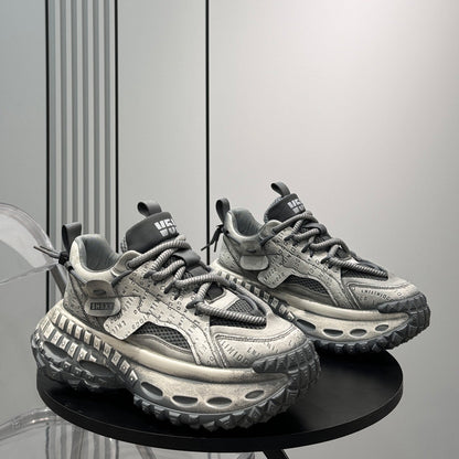 Emboss Rope Thick Sole Dad Sneakers