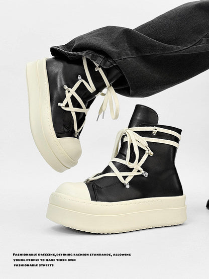 Rope Lace High-Top Chunky Sole Boots