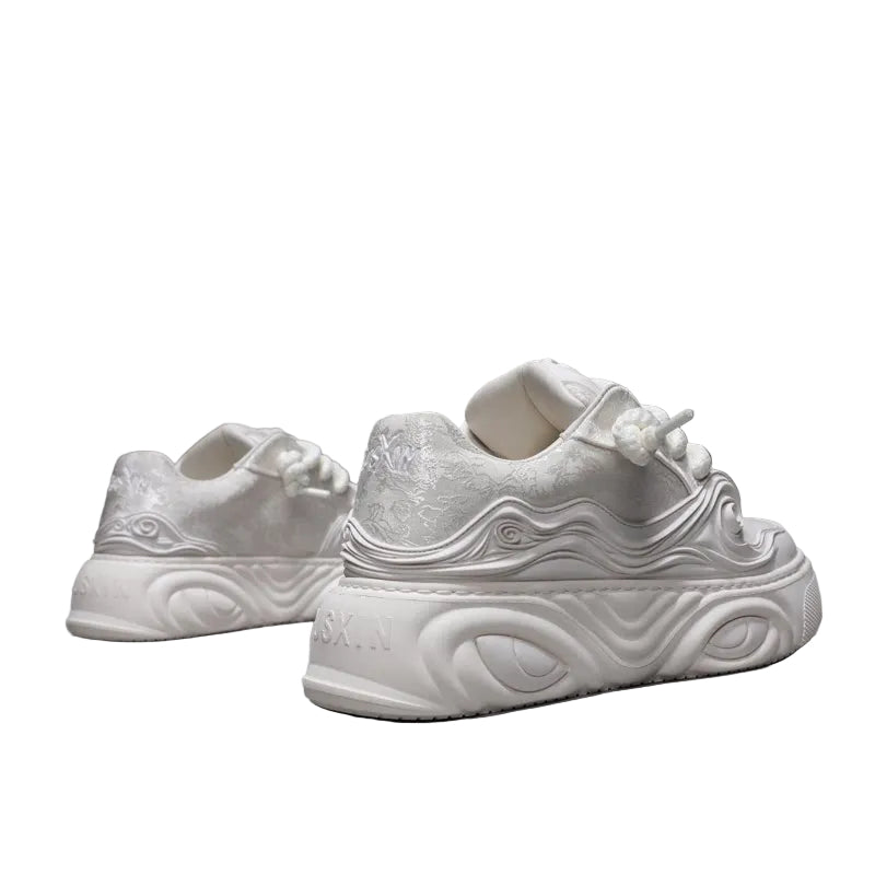 White Lace-Up Sneakers