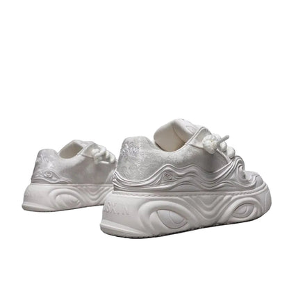 White Lace-Up Sneakers