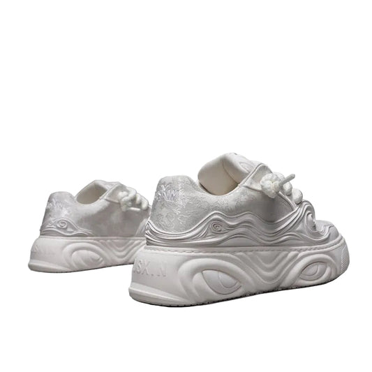 White Lace-Up Sneakers
